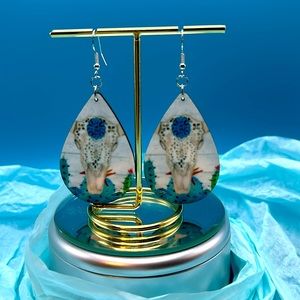 Handmade New- Cow head print sublimation earrings .